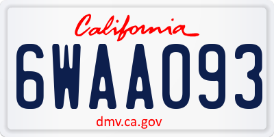 CA license plate 6WAA093