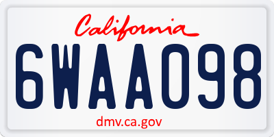 CA license plate 6WAA098