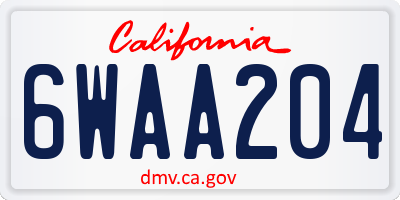 CA license plate 6WAA204