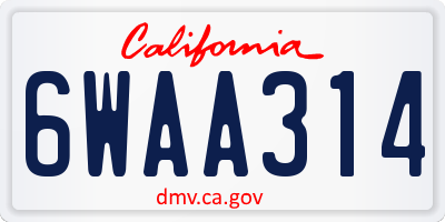 CA license plate 6WAA314