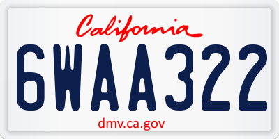 CA license plate 6WAA322