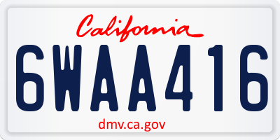 CA license plate 6WAA416