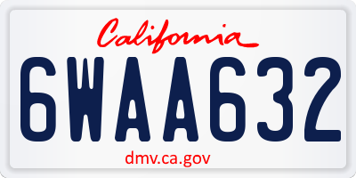 CA license plate 6WAA632