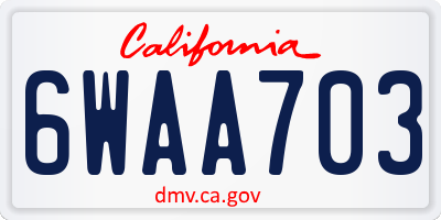 CA license plate 6WAA703