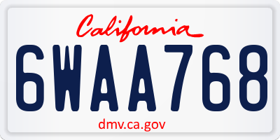 CA license plate 6WAA768