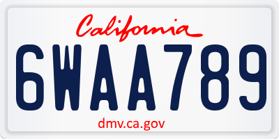 CA license plate 6WAA789