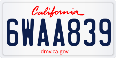 CA license plate 6WAA839