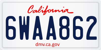 CA license plate 6WAA862