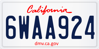 CA license plate 6WAA924