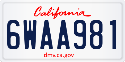 CA license plate 6WAA981