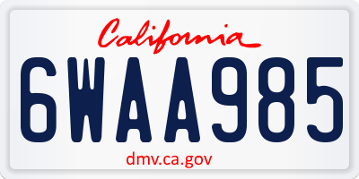 CA license plate 6WAA985