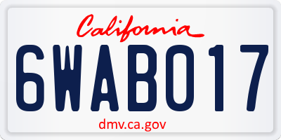 CA license plate 6WAB017