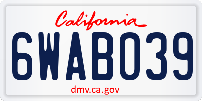 CA license plate 6WAB039