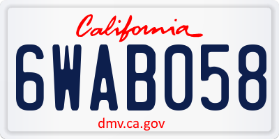 CA license plate 6WAB058