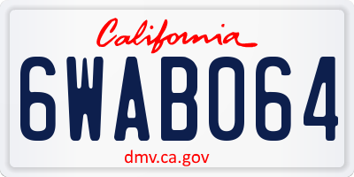CA license plate 6WAB064