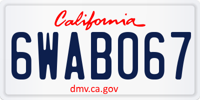 CA license plate 6WAB067