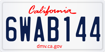 CA license plate 6WAB144