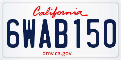 CA license plate 6WAB150