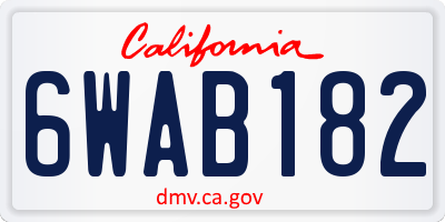 CA license plate 6WAB182