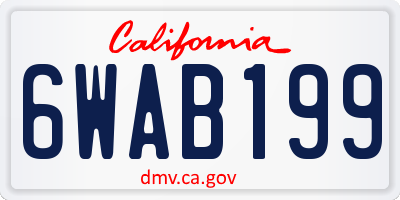 CA license plate 6WAB199
