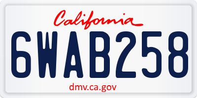 CA license plate 6WAB258