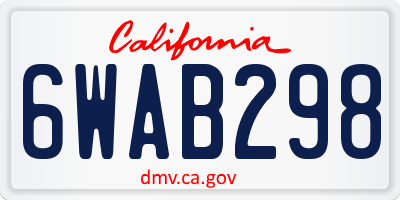 CA license plate 6WAB298