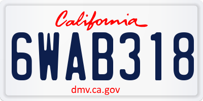 CA license plate 6WAB318