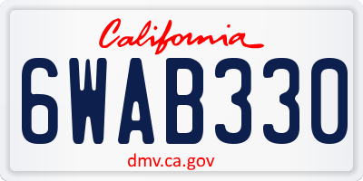 CA license plate 6WAB330