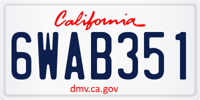 CA license plate 6WAB351