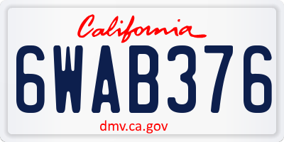 CA license plate 6WAB376