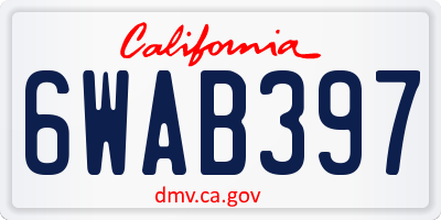CA license plate 6WAB397
