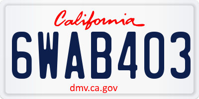 CA license plate 6WAB403