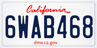 CA license plate 6WAB468