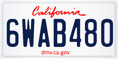 CA license plate 6WAB480