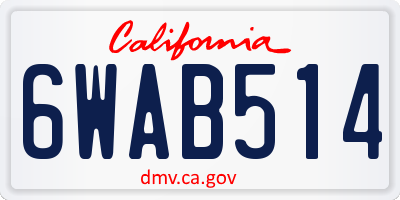 CA license plate 6WAB514