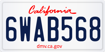 CA license plate 6WAB568
