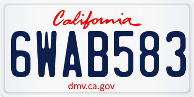 CA license plate 6WAB583