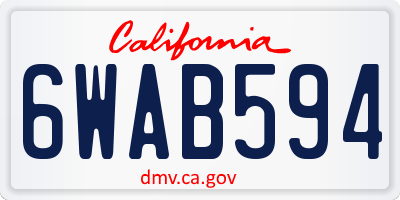 CA license plate 6WAB594