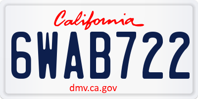 CA license plate 6WAB722