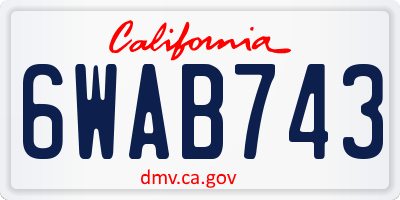 CA license plate 6WAB743