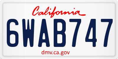 CA license plate 6WAB747