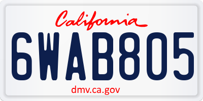 CA license plate 6WAB805