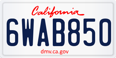 CA license plate 6WAB850