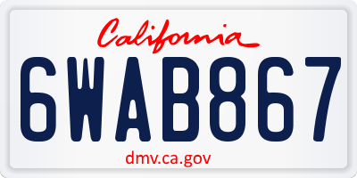 CA license plate 6WAB867
