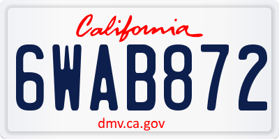 CA license plate 6WAB872