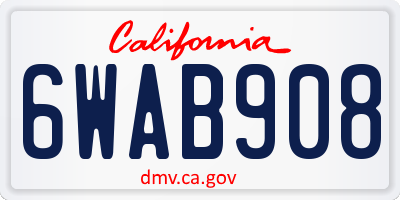 CA license plate 6WAB908