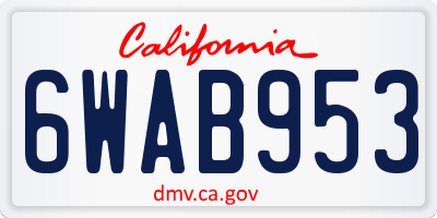 CA license plate 6WAB953