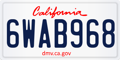 CA license plate 6WAB968