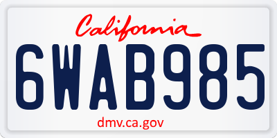 CA license plate 6WAB985