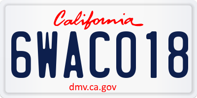 CA license plate 6WAC018